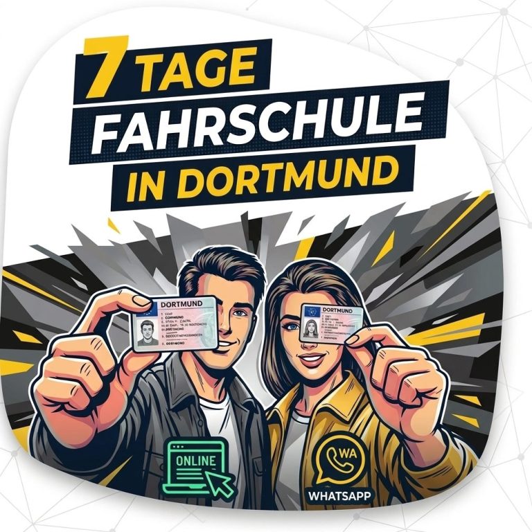 Zwei glückliche Schüler zeigen stolz ihren Führeschein - 7 Tage Fahrschule Dortmund